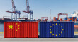 © PixelMind Creations - China and European Union shipping containers at port