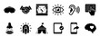© Vladislav - Set of black solid glyph icons representing virtual reality, human senses, entertainment events, and technology for user interface design and modern business concepts