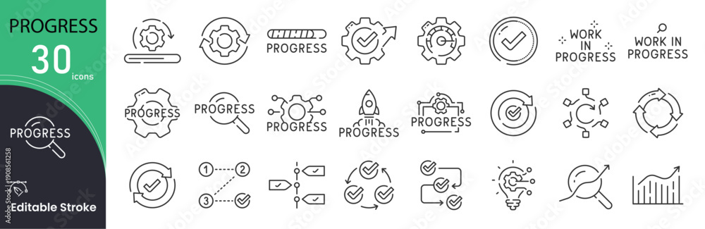 Progress In Collection Progress related icon collections. Containing Progress, Growth ...