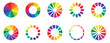 © ALL IN ONE STUDIO 🌍 - Color wheel guide. Floral patterns and palette isolated. RGB and CMYK colors. Vector illustration with rainbow light spectrum.