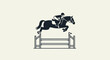 © paijo - Equestrian and horse jumping over obstacle on isolated white background, horse riding illustration