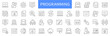 © warmworld - Programming thin line icons set. Coding, software development icon. Editable stroke. Vector