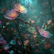 © moh - A vibrant and serene forest scene with glowing flowers and butterflies