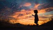 © Vibu design  gallery - Child Chasing Bubbles at Sunset