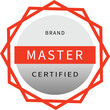 © Aliza - Brand Master Certified badge award emblem for business excellence and achievement vector illustration for recognition and quality assurance