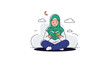 © SUNDARI - Young woman in hijab reading book, peaceful and focused