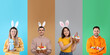 © New Africa - Easter collage with women and men on colorful backgrounds
