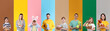 © New Africa - Easter collage with adults and children on colorful backgrounds