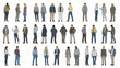 © Erman - diverse people standing, casual outfits, various poses, white background