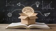 © Morgan - Creative education concept with glowing brain emerging from box on open book,innovation,learning and knowledge imagination idea for science,school and technology visual storytelling