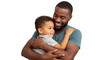 © Donnangelo - A smiling black man holding a little boy in his arms on transparent background
