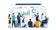 © mas - Team members analyzing data presentation with graphs and charts illustration