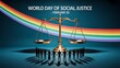 © Haseeb - World social justice day concept with balance scale and diverse people silhouettes