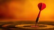 © Cyqueen - Red dart hits bullseye on dartboard extreme close-up, steel tip and sisal fibers texture, shallow depth of field focusing impact point, dramatic side lighting with warm sunset gradient background, cin