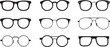 © AIcon Star - glasses frame silhouettes grid nine eyeglass shapes vector