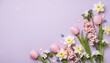 © Bima - Spring flowers flat lay with tulips and daffodils on purple background
