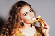 © Volodymyr - Woman luxury portrait with golden banana. Woman sensual glamour food concept. Woman creative fashion art scene. Gold luxury concept, beauty portrait. Luxury with gold. Glamorous beauty desire.
