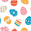 © boyusya - Seamless pattern with colourful Easter eggs on white background. flat vector design perfect for Easter wrapping paper, fabric, stationery, packaging, spring decorations and childrens pr