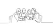 © supplement - Diverse group of adults collaborating over tablets and documents at table. No editable stroke