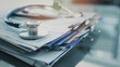 © sebra - Medical data and stethoscope on table