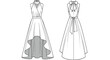 © Ayush - Elegant Fashion Illustration: High-Low Halter Dress with Bow Detail - Perfect for Design Mockups, Fashion Blogs, and Creative Projects [Vector Art]