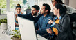 © P2000/peopleimages.com - Business, mentor and team with advice on computer for training, article guidance or story feedback. People, creative interns and help with tech at coworking agency for news reporting and editing FAQ