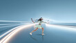 © Lustre Art Group  - Energetic artwork female tennis player sprinting into dynamic return. Concept of speed training, reaction development, competitive tennis visuals, sports performance branding, and modern fitness ads