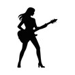 © Wiwit - silhouette of a woman playing guitar with white background