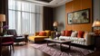 © StudioFF - Sophisticated Living Room with Urban City View / 都会的な景色の見える洗練されたリビング