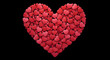 © Tamim - A heart shape made of numerous small red hearts on a black background