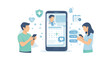© El Hakim - Telehealth appointment scheduling and online doctor booking in healthcare mobile app, flat vector illustration