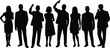 © anisur-creatives - Black silhouette vector illustration of diverse professionals standing together in formal business attire representing teamwork, corporate unity, and organizational identity