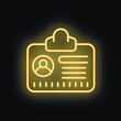 © ylivdesign - Yellow neon sign of an id card with a blank space for text on a black background
