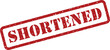 © designboundary - Bold red rubber stamp impression clearly showing the word SHORTENED on a pristine white background