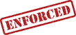 © designboundary - Red grunge rubber stamp mark with the word ENFORCED diagonally on a clean white surface