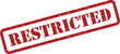 © designboundary - This bold red grungy rubber stamp clearly displays the significant word RESTRICTED on a clean white background