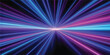 © The Alpha - Vibrant neon light streaks in blue and pink converge towards a bright central point, creating a sense of speed and futuristic motion.