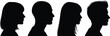 © MstRabiya - Human head profile silhouette collection with male and female side views isolated on white background, black vector avatars for identity, diversity and character design