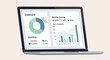 © Cilpii - A laptop displays a business dashboard with charts and graphs illustrating monthly income and expenses from various viewpoints