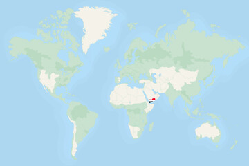 Naklejka na meble Yemen Highlighted on World Map with National Flag. Yemen Map and Flag.