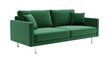 © GODSTOX - Emerald green velvet sofa isolated PNG, modern couch with cushions on transparent background for interior design and furniture mockups