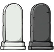 © Opaa - Two cartoon-style tombstones, one white, one gray, on a black background, upright and simplistic
