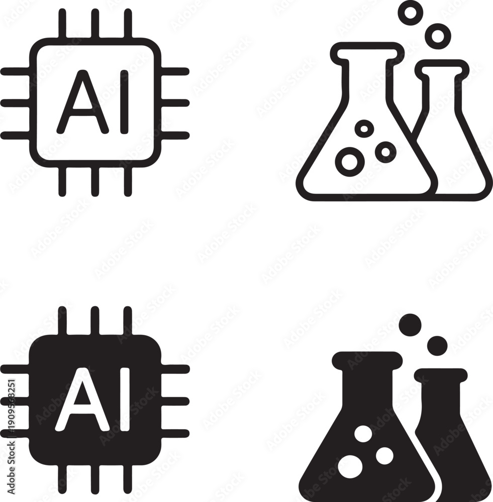 Isolated AI Innovation Lab Icon, AI research technology design, AI ...