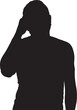 © Curto - vector,silhouette of front view of a mature man headache