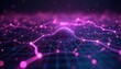 © Pete - Abstract glowing digital grid forms interconnected network. Futuristic data flow visualization with nodes and pathways in violet neon light. Complex cyberspace structure with bright points and bokeh.