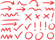 © Creative_Rasma - Red hand drawn correction marks arrows checks crosses and circles icons set
