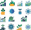 © MdMezbahul - Set of twelve flat design business growth and finance icons