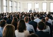 © MD SAMSUJJOHA OHAB - Large audience listening to presentation in a modern conference room setting with speakers at the front