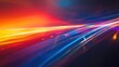 © Maksym - Laser beam modulation creating dynamic light streaks with vibrant spectrum colors yellow orange red cyan blue purple diagonal motion blur dark gradient background