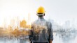 © Babb - Caucasian male engineer overlooking urban construction skyline